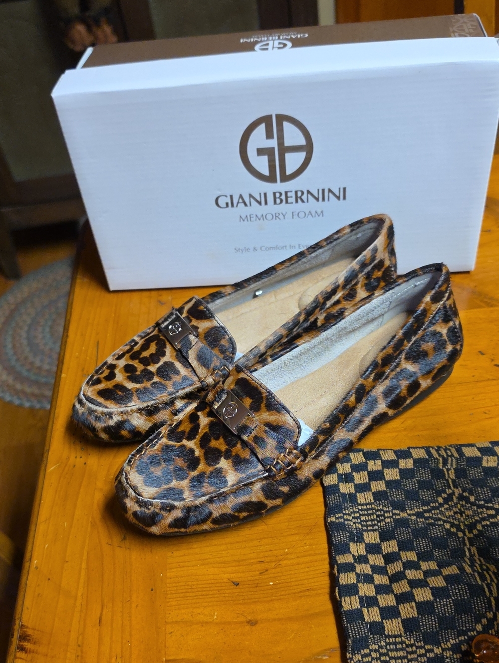 Giani Bernini Leopard Print Slip-On Loafers - Brown/Black